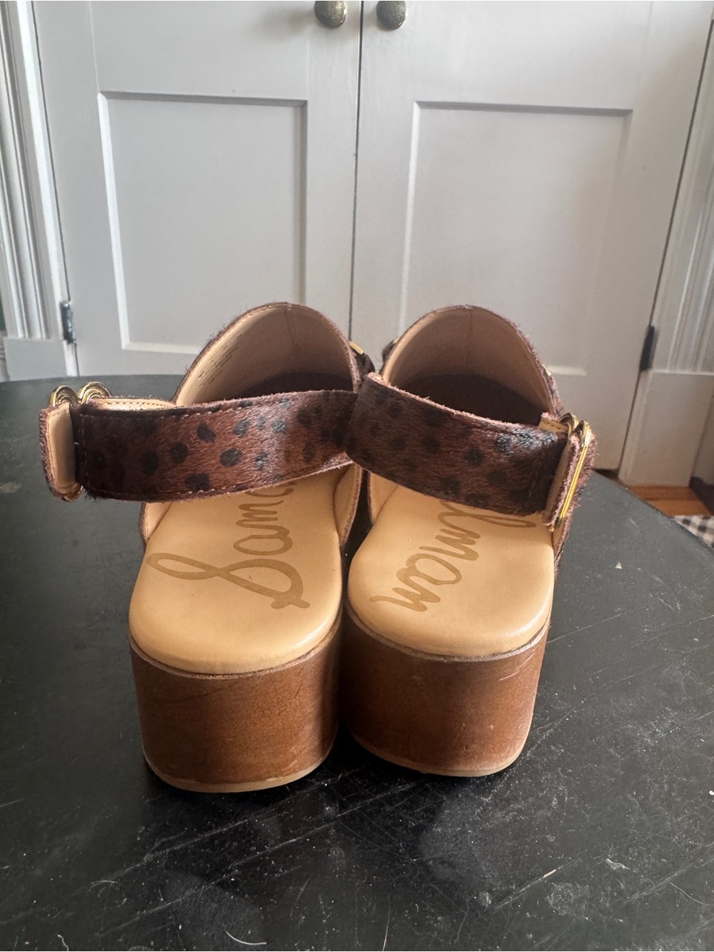 SAM EDELMAN Made In Brazil Haircalf Hilda Spotted Leopard Clogs EU 39 / US 9 - Picture 3 of 10